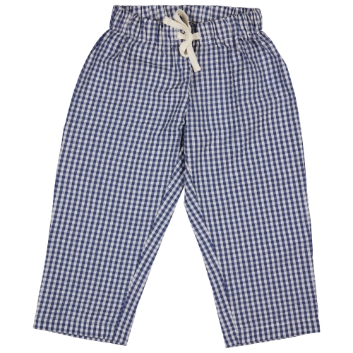 Loose Summer Pants In Organic Cotton Seersucker Check